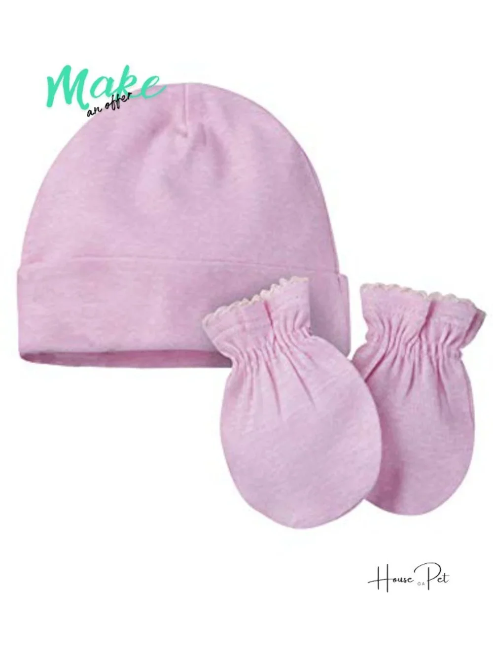 Cotton Rib 12-Piece Baby Cap and Mitten Set